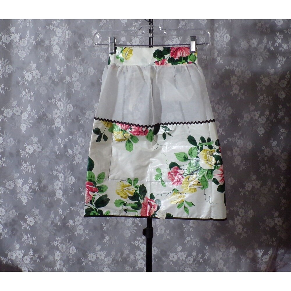 Vintage 50s Floral Apron 1950s Retro Brushed Cotton Kitchen NWT Kresege Co